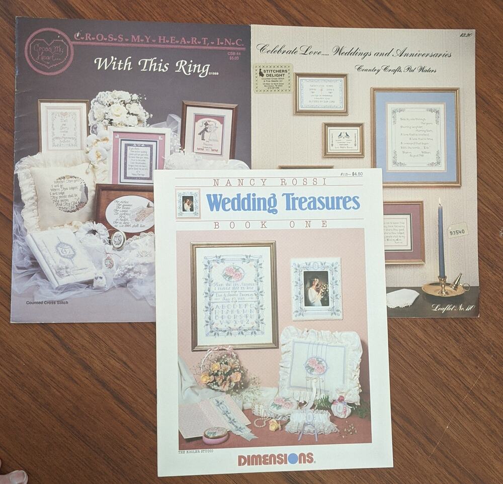 3 Wedding Themed Cross Stitch Booklets
